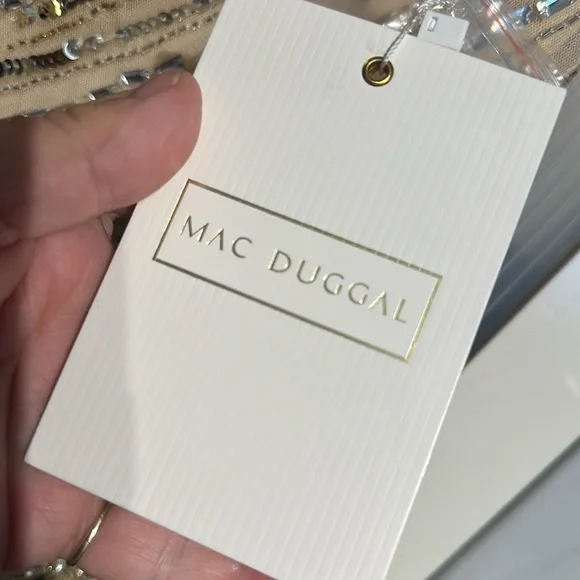 Mac Duggal Gold and Silver One-Shoulder Maxi Dress - Picture 7 of 11